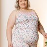 10 pijama curto short doll feminino plus size estampado rosa floral com alcinha detalhe em renda