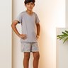 05 pijama curto infantil masculino microfibra cinza de verao