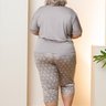 02 pijama curto feminino com renda microfibra capri plus size cinza de coracao