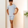 04 pijama curto infantil masculino microfibra azul estonado
