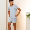 05 pijama curto infantil masculino microfibra azul estonado