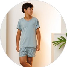 02 pijama curto infantil masculino microfibra verde estampado