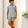 07 pijama curto infantil masculino microfibra verde estampado