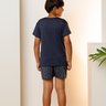 04 pijama curto infantil masculino microfibra azul classico