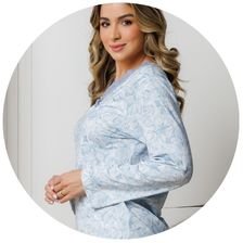 descritivo pijama feminino longo microfibra azul flanelado termico fofuxa 6