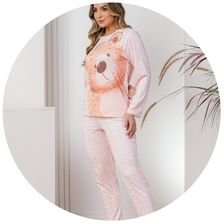 descritivo pijama microfibra flanelado termico xadrez urso 1