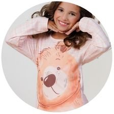 descritivo pijama longo infantil microfibra termico flanelado quentinho feminino xadrez urso fofuxa 3