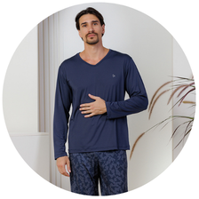 descritivo pijama longo masculino microfibra inverno azul noite 4