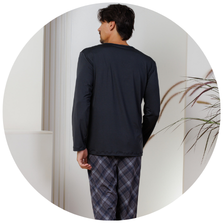 descritivo pijama longo microfibra termico flanelado masculino xadrez preto 1
