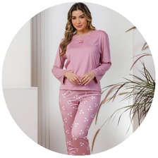 descritivo pijama longo microfibra feminino inverno com renda rosa borboleta 1