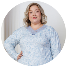 descritivo pijama longo microfibra termico flanelado feminino plus size de inverno renda azul claro 1