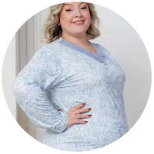 descritivo pijama longo microfibra termico flanelado feminino plus size de inverno renda azul claro 3