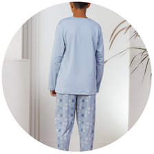 descritivo pijama longo infantil microfibra azul claro 4