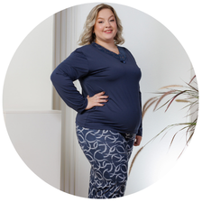descritivo pijama longo rendado feminino plus size microfibra azul estampa 4