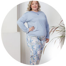 descritivo pijama longo rendado feminino plus size microfibra azul celeste 2