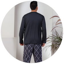 descritivo pijama longo masculino termico microfibra flanelado plus size xadrez 1