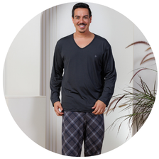 descritivo pijama longo masculino termico microfibra flanelado plus size xadrez 2