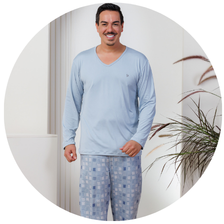 descritivo pijama longo masculino termico microfibra flanelado plus size azul 2