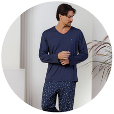 descritivo pijama longo microfibra flanelado azul noite 1