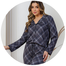 descritivo pijama longo americano microfibra termico flanelado botao xadrez 2