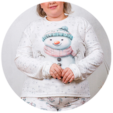 descritivo pijama plush boucle feminino longo estampado boneco de neve off plus size 2