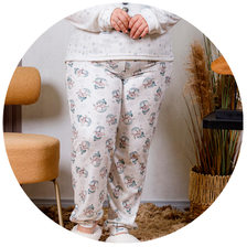 descritivo pijama plush boucle feminino longo estampado boneco de neve off plus size 3
