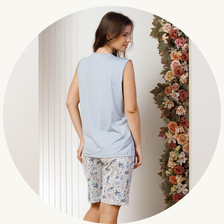 descritivos pijama curto regatao microfibra feminino de bermuda azul 1