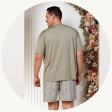 descritivo pijama curto masculino plus size microfibra calcao estampado verde 1