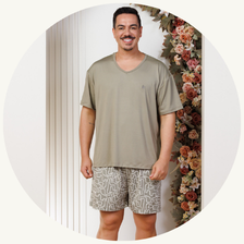 descritivo pijama curto masculino plus size microfibra calcao estampado verde 3