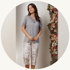 descritivo pijama curto feminino de renda com capri microfibra 3198 cd2 1