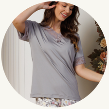 descritivo pijama curto feminino de renda com capri microfibra 3198 cd2 2