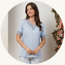 descritivo pijama curto feminino de renda com capri microfibra 3198 dd 4