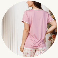 descritivo pijama microfibra curto feminino renda bermuda rosa coracao2