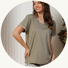 descritivo pijama curto feminino microfibra de manga com capri verde flores 4
