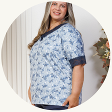 descritivo pijama curto feminino microfibra rendado de bermuda plus size azul 3