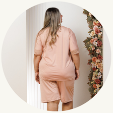 descritivo pijama curto feminino microfibra rendado de bermuda plus size telha 4